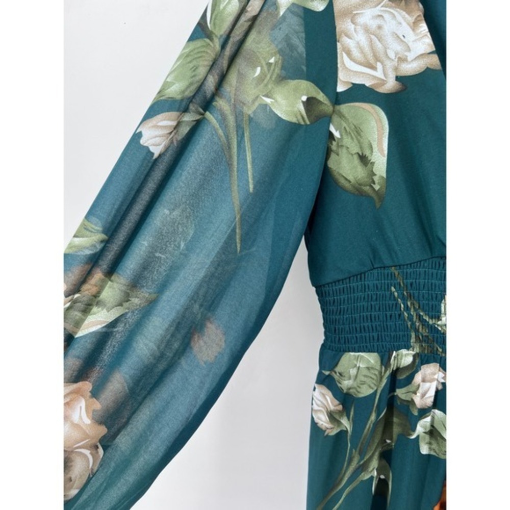 Baltic Born Teal Olivia Floral Maxi Dress V-Neck Green Size L - Picture 3 of 7